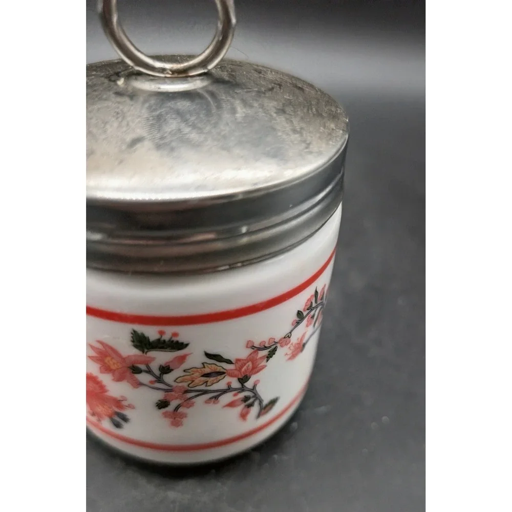 Williams-Sonoma Floral Porcelain Egg Coddler Red White Chinoiserie Poacher Lid
